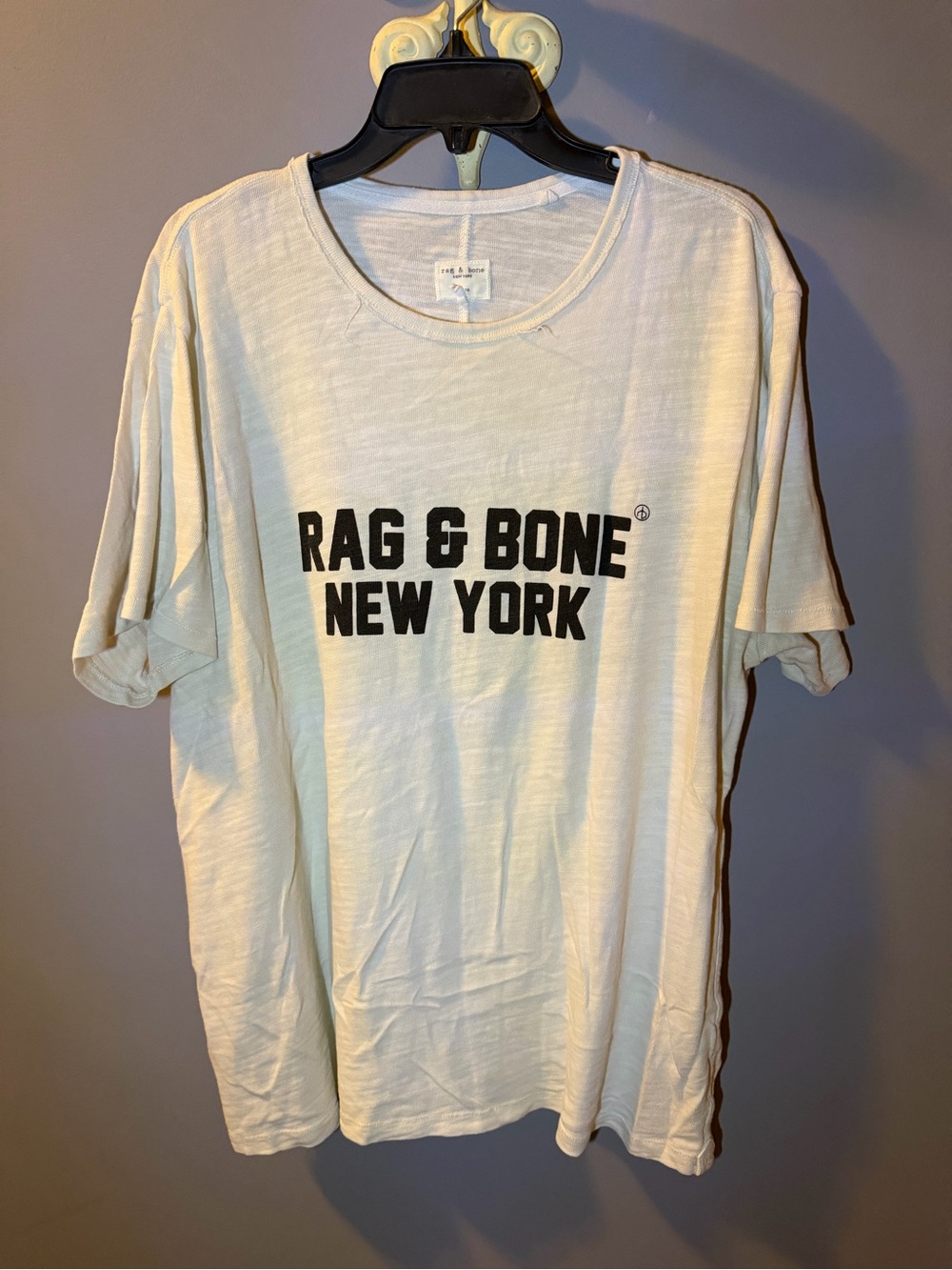 rag & bone Cream Short Sleeve Logo Tee